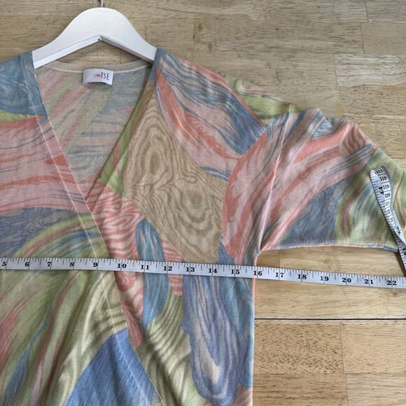 TSE Cashmere Surplice Knit Short Sleeve Deep V Neckline Top Blouse Artsy Small - Picture 9 of 12